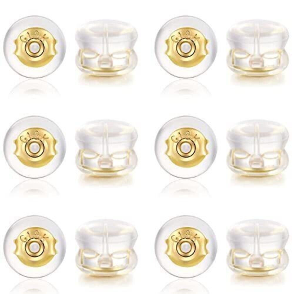 2714 12PCS 18K Gold Earring Backs for Studs, Silicone Earring Backs